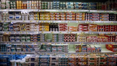 Le rayon yaourts d'un supermarché dans le nord de la France. (photo d'illustration)