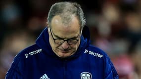 L'entraîneur argentin de Leeds, Marcelo Bielsa, après la défaite, 6-0 face à Liverpool, lors du match en retard de la 19e journée de Premier League, le 23 février 2022 au Stade d'Anfield Road