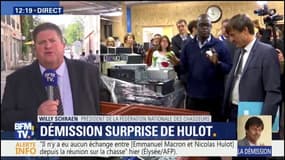 "Je n'ai pas l'hypocrisie de regretter Nicolas Hulot", déclare le président de la fédération des chasseurs