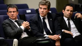 Manuel Valls, Arnaud Montebourg et Benoît Hamon le 27 novembre 2013 à Madrid.