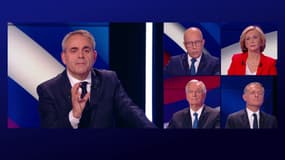 Éric Ciotti, Valérie Pécresse, Michel Barnier, Philippe Juvin et Xavier Bertrand lors du débat de la droite sur BFMTV-RMC, le 14 novembre 2021.