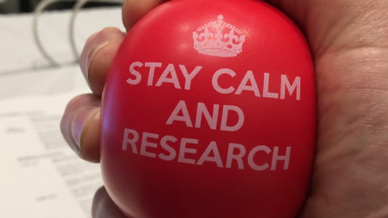 Une des balles anti-stress offertes par les chercheurs britanniques à leurs confrères américains, en guise de soutien.