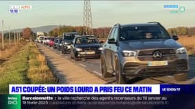 A51 coupée: un poids-lourd a pris feu ce jeudi matin