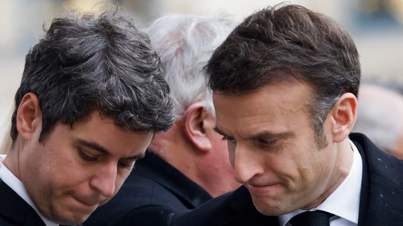 Gabriel Attal et Emmanuel Macron le 14 février 2024 à Paris
