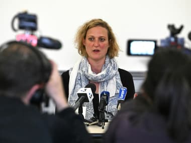 Fanny Groll, la mère de Lina, adolescente disparue en septembre dernier dans le Bas-Rhin, donne une conférence de presse, le 22 mars 2024 à Strasbourg