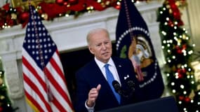 Le président américain Joe Biden expose sa stratégie contre le variant Omicron du Covid-19, le 21 décembre 2021, à la Maison Blanche à Washington