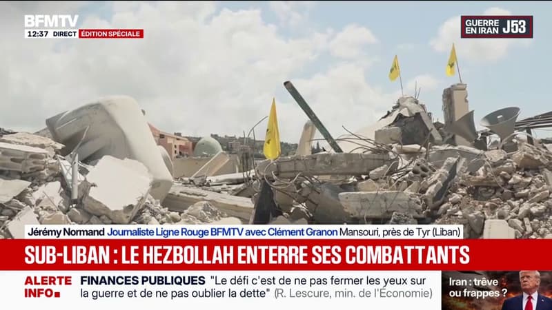 Dans les villages libanais détruits par les frappes israéliennes, le Hezbollah affiche ses drapeaux