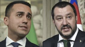 Le leader du M5S, Luigi Di Maio, et celui de la Ligue du Nord, Matteo Salvini.