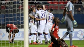 La joie des Toulousains après l'ouverture du score de Wissam Ben Yedder
