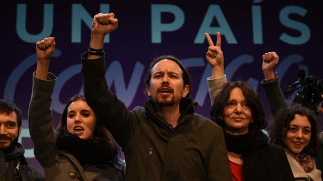 Pablo Iglesias, le leader du parti de gauche radicale Podemos arrivé troisième aux élections législatives du 20 décembre 2015 en Espagne.
