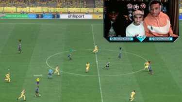 Achraf Hakimi et Kylian Mbappé jouant à FIFA 22, le 19 février 2022