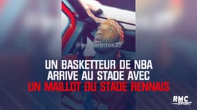 Un basketteur de NBA arrive au stade avec un maillot du Stade Rennais