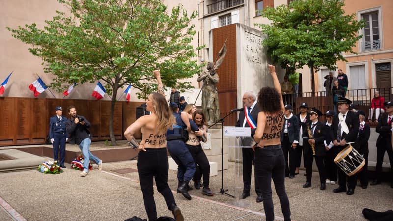 Des militantes Femen perturbent la célébration de Jeanne d'Arc organisée par la mairie RN de Carcassonne