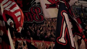 Des supporters de l'AC Milan lors du choc contre l'Inter Milan (1-2, Serie A), le 22 septembre 2024