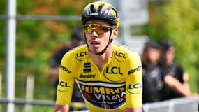 Christophe Laporte en jaune lors du Critérium du Dauphiné en juin 2023