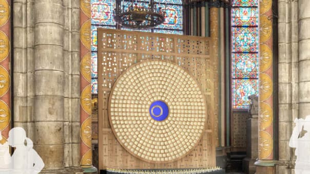 Mise en situation du projet de la châsse-reliquaire dans la cathédrale Mise en situation du projet de la châsse-reliquaire dans la cathédrale