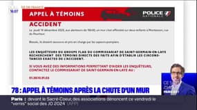 Yvelines: un appel à témoins lancé à Montesson après la chute d'un mur