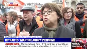 Retraites: Martine Aubry considère que la réforme "est un mélange de méconnaissance de la réalité et un problème de compétences"