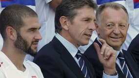 Lisandro Lopez, Claude Puel et Jean-Michel Aulas