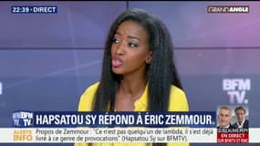 "La sanction exemplaire que mérite Éric Zemmour, c'est d'être interdit de plateau de télévision", demande Hapsatou Sy