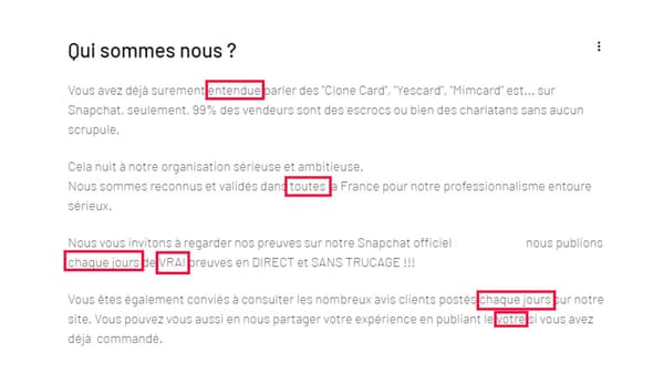 Un exemple sur un site bourré de fautes d'orthographe Un exemple sur un site bourré de fautes d'orthographe