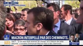 Interpellé par des cheminots, Emmanuel Macron "prend l’engagement de réinvestir dans les petites lignes le jour ou la réforme sera faite"