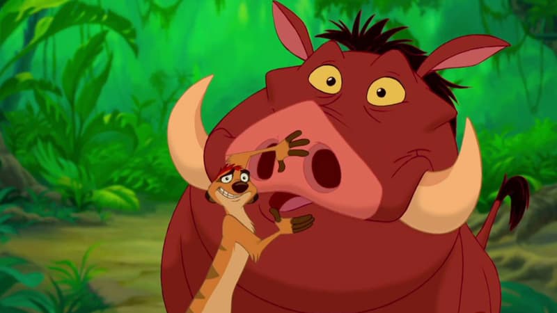 Timon et Pumbaa, acolytes de Simba dans "Le Roi Lion"