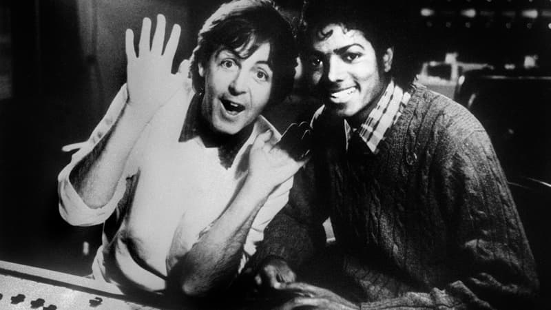 Paul McCartney et Michael Jackson en studio le 19 décembre 1983.