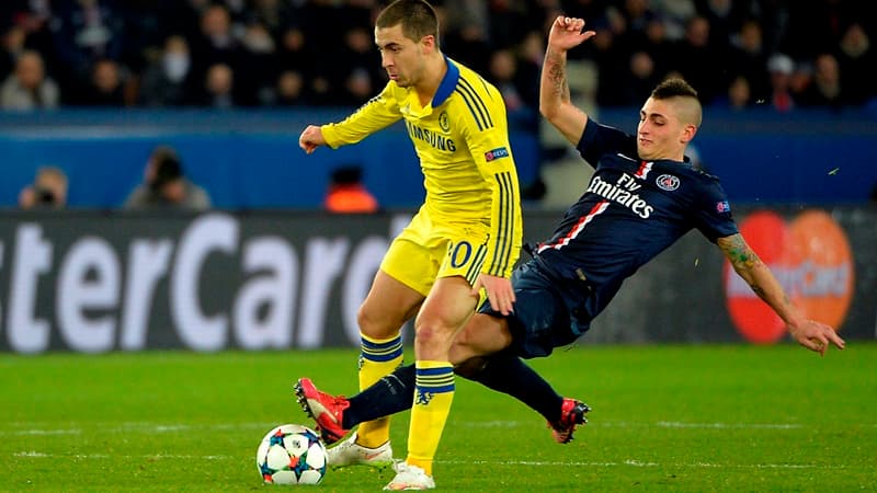 Eden Hazard taclé par Marco Verratti