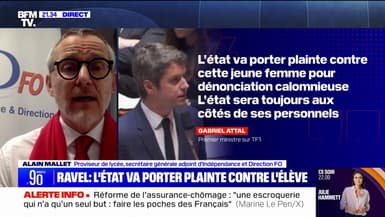 Proviseur menacé de mort à Paris: "Il est tout à fait normal que l'État porte en justice cette affaire au nom de son fonctionnaire", pour Alain Mallet (syndicat Indépendance et Direction FO)