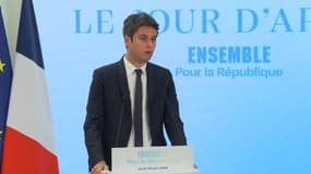 Le Premier ministre Gabriel Attal lors d'une conférence de presse tenue le 20 juin 2024