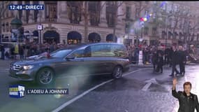 Hommage à Johnny Hallyday: Le cortège funéraire arrive à l'église de la Madeleine