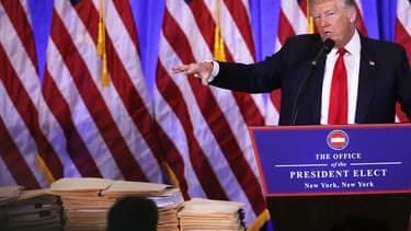 Donald Trump pendant sa conférence de presse, le 11 janvier 2017.