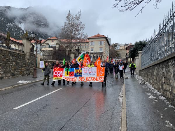 The demonstration against the pension reform of March 11, 2023 in Briançon. 