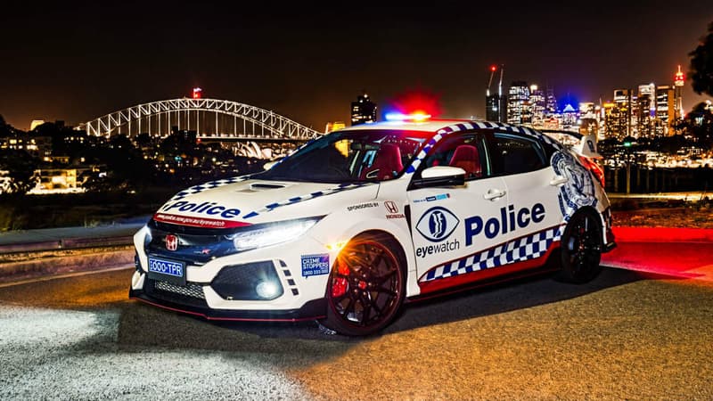 La Honda Civic Type R que vient de recevoir la police de Nouvelle-Galles du Sud