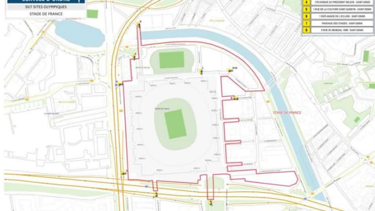 Le périmètre de sécurité autour du Stade de France pour ce 11 août 2024