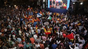 Soutiens du Parti populaire, en Espagne, le 23 juillet 2023 à Madrid