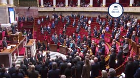 Les députés observent une minute de silence en hommage à Thomas, mort à Crépol, le 28 novembre 2023.