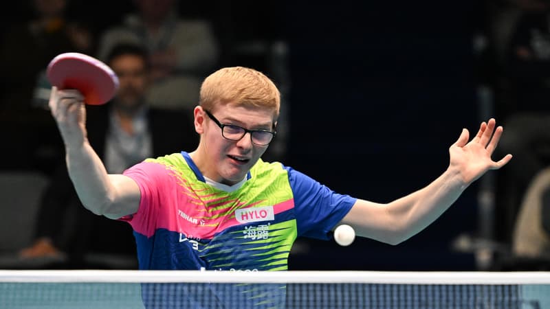 Felix Lebrun, lors de son élimination en quart de finale du Top 16 Européen, à Montreux, face à l'Allemand Patrick Franziska, 8e mondial.