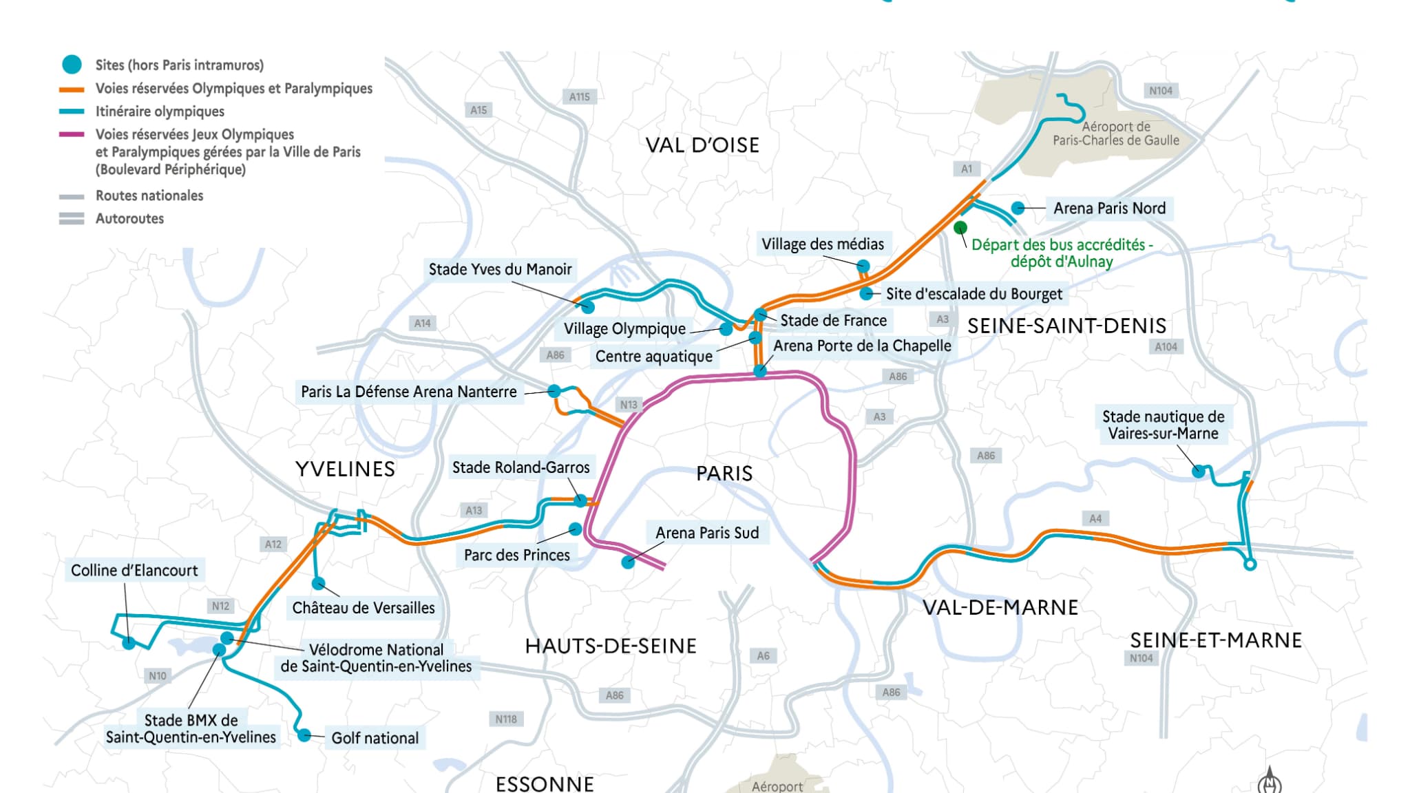 Carte des voies olympiques et paralympiques Carte des voies olympiques et paralympiques