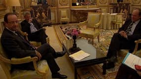 François Hollande reçoit le président du CCNE Jean-Claude Ameisen, le 1er décembre dernier à l'Elysée.