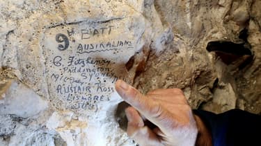 Un exemple de signature de soldat australien laissée à Naours.