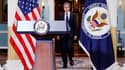 Le secrétaire d'Etat américain Antony Blinken fait son entrée pour un discours après des discussions sur la situation en Afghanistan au Département d'Etat, à Washington, le 30 août 2021
