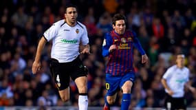 Rami face à Messi lors de Valence-Barcelone en Coupe du Roi 2012