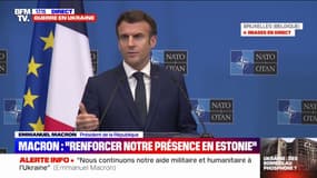 Emmanuel Macron: "La ligne reste la même pour l'ensemble des alliés: fournir des armes défensives et létales (...) mais avec une ligne rouge de ne pas être cobelligérants"