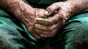 Les mains d'un viticulteur pendant les vendanges, en septembre dernier. 