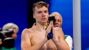 Léon Marchand à Paris La Défense Arena, le 28 juillet 2024 aux Jeux olympiques