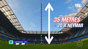 Neymar contrôle un ballon lâché par un drone à 35 mètres