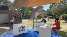 Le plateau de BFM Business aux Rencontres économiques d'Aix-en-Provence en juillet 2023.