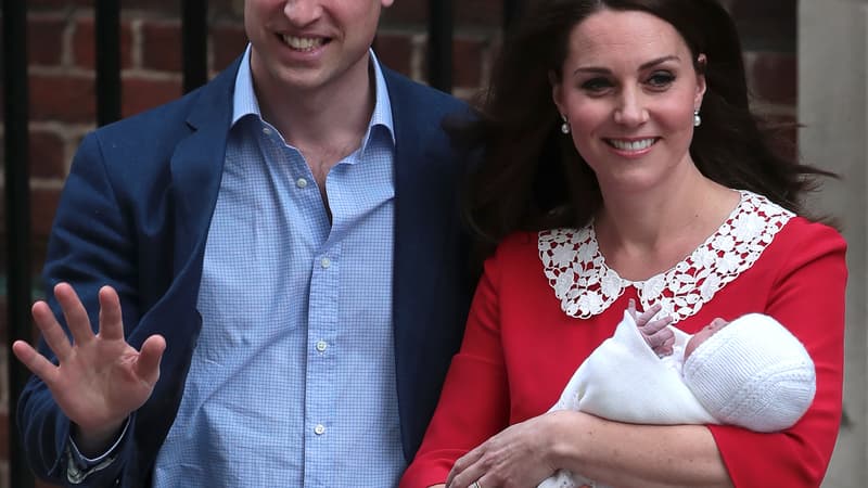William, Kate et le prince Louis à la sortie de la maternité, le 23 avril 2018